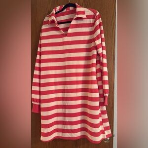 Red and Pink Striped Long Sleeve Dress